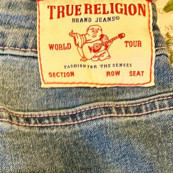 True Religion Women's Blue Pink Skinny Jeans Crystal Embellished Pockets size 30 - Picture 2 of 9